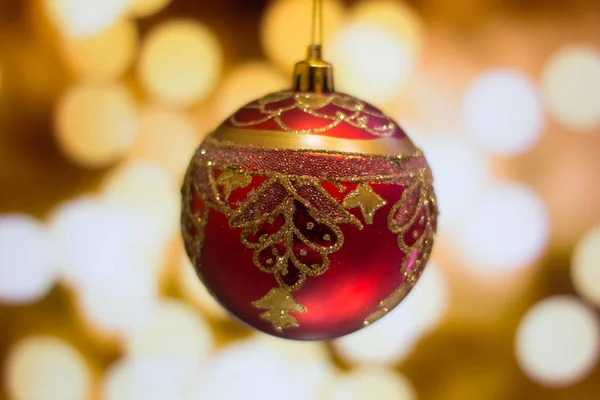 Karácsonyi Játék Bokeh Háttér Nyaralás Dekoráció Játékok Karácsonyfa Boldog Évet — Stock Fotó