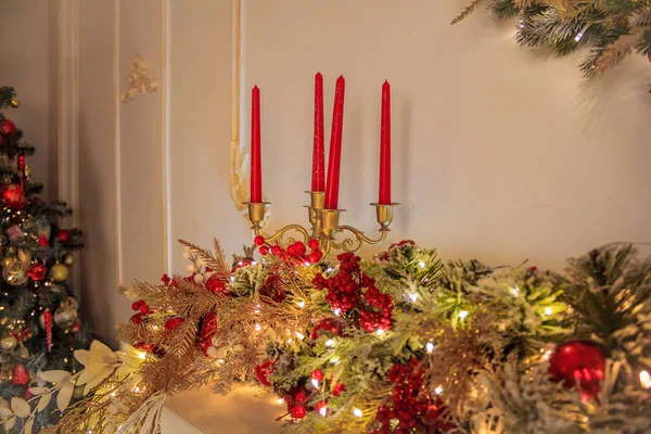 Elementi Tradizionali Decorazione Natalizia — Foto Stock