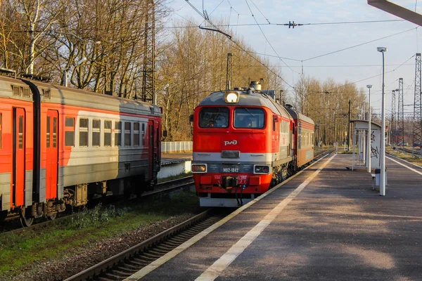 Электровоз Железнодорожных Путях Электропоезд — стоковое фото