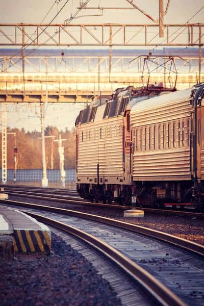 Tren Ruso Los Ferrocarriles Rusos Luban Abril 2018 — Foto de Stock