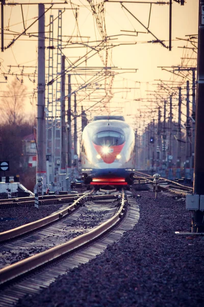Tren Ruso Los Ferrocarriles Rusos Luban Abril 2018 — Foto de Stock