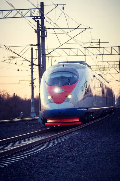 Tren Ruso Los Ferrocarriles Rusos Luban Abril 2018 — Foto de Stock