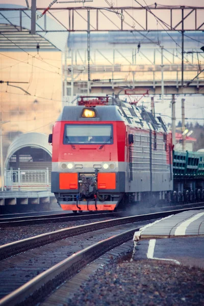 Ryska Tåg Ryska Järnvägarna Luban April 2018 — Stockfoto