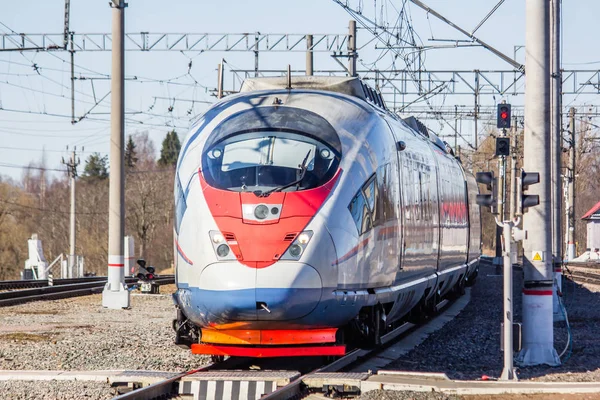 Tren Ruso Los Ferrocarriles Rusos Luban Abril 2018 — Foto de Stock