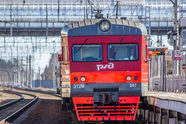 Русский Поезд Российские Железные Дороги Любань Апрель 2018 — стоковое фото