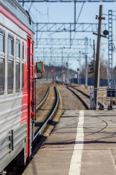 Comboio Russo Caminhos Ferro Russos Luban Abril 2018 — Fotografia de Stock