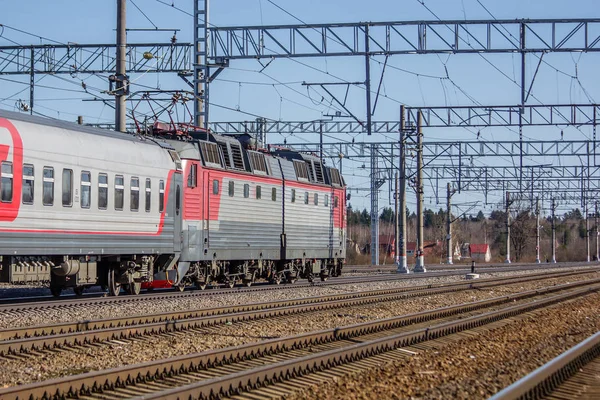 Tren Ruso Los Ferrocarriles Rusos Luban Abril 2018 — Foto de Stock