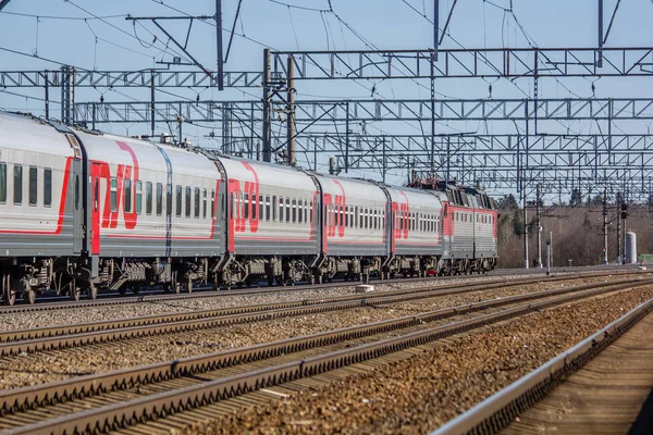 Tren Ruso Los Ferrocarriles Rusos Luban Abril 2018 — Foto de Stock
