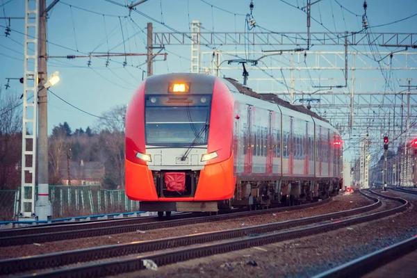 Электровоз Железнодорожных Путях Электропоезд — стоковое фото