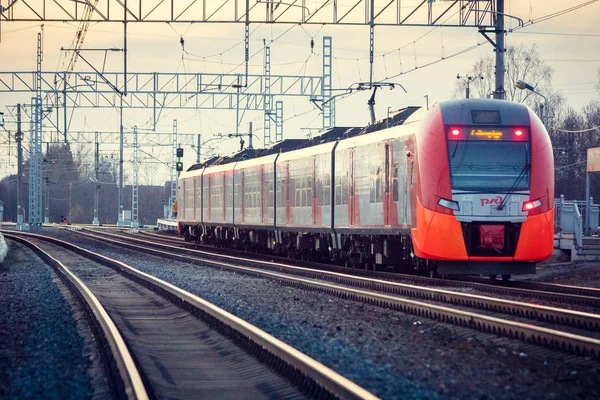 Elektrická Lokomotiva Železničních Tratích Elektrický Vlak — Stock fotografie