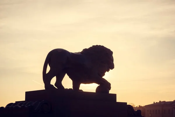 lion statue silhouette with copy space