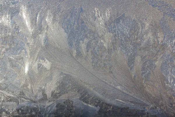 Морозний Візерунок Вікні Взимку Зимовий Фон — стокове фото