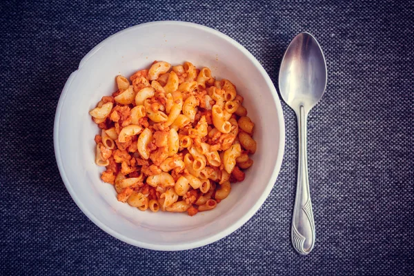 Macarrão Com Pasta Tomate Filé — Fotografia de Stock