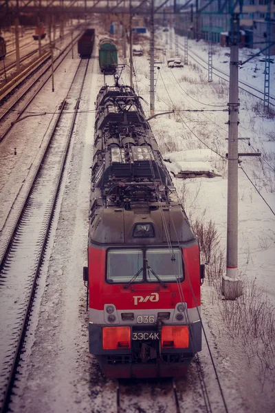 Elektriska Lok Järnvägsspår Elektriska Tåg — Stockfoto