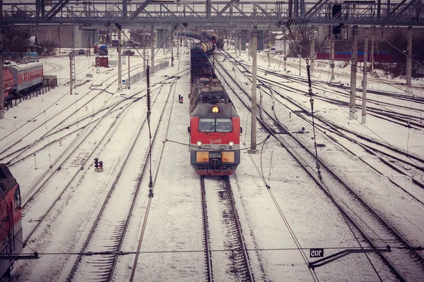 Locomotiva Elettrica Sui Binari Ferroviari Treno Elettrico — Foto Stock