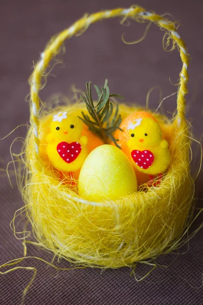 Šťastné Velikonoce Kartu Šablona Hračka Slepice — Stock fotografie