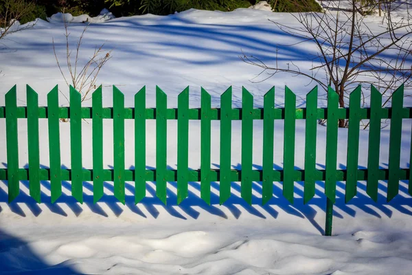 Green Fence Background Snow Stock Picture