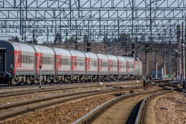 Электровоз Железнодорожных Путях Электропоезд — стоковое фото