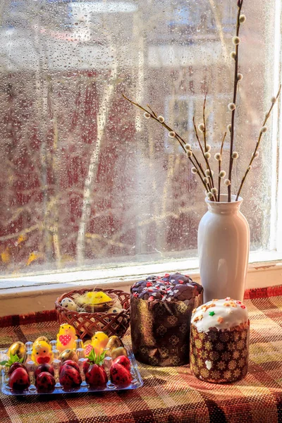 Праздником Пасхи Поздравляю Религиозным Праздником Православный Праздник Пасхальные Яйца Традиционные — стоковое фото