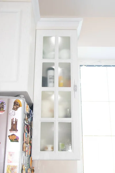 Dapur Putih Dapur Kayu Perabotan Modern Dan Interior Dapur Dapur — Stok Foto