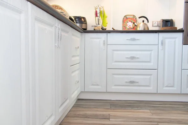 Dapur Putih Dapur Kayu Perabotan Modern Dan Interior Dapur Dapur — Stok Foto