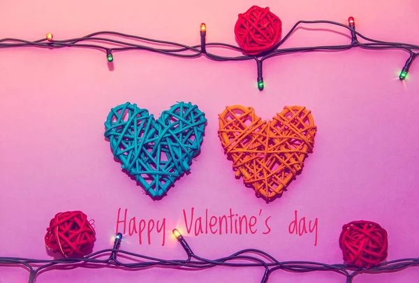 Greeting card Happy Valentine's Day. Romantic holiday. Feast of love. Love and happiness