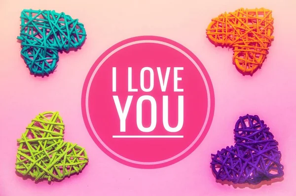 Kartpostal Seni Seviyorum Aşıkların Duygularını Afiş Metin Ile Seni Seviyorum — Stok fotoğraf