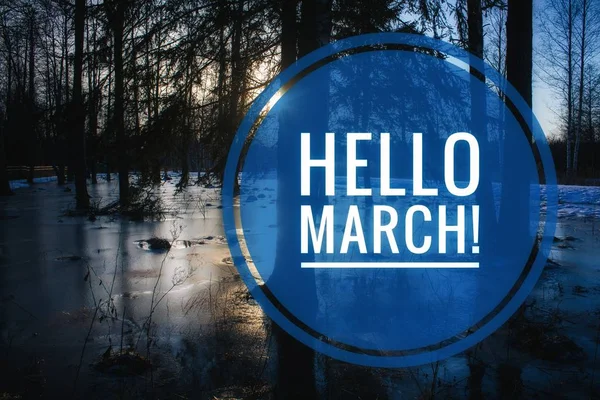 Transparent Witam March Greeting Karty Początku Nowego Sezonu Przyszła Wiosna — Zdjęcie stockowe