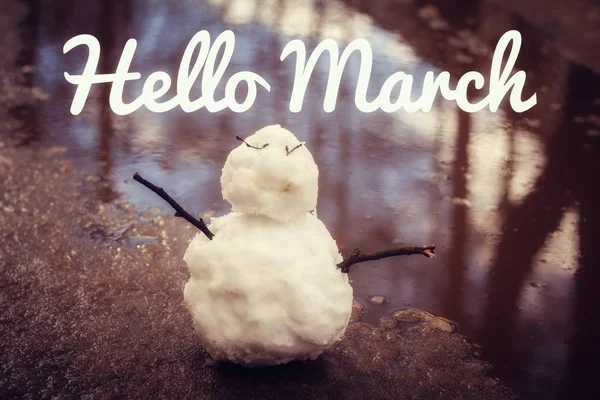 Banner Hello March Greetings Spring Waiting Spring Hello March Greeting — Stock Photo, Image