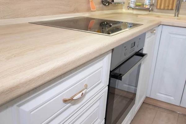 Dapur Modern Putih Dari Oak Padat Dapur Modern Dapur Putih — Stok Foto