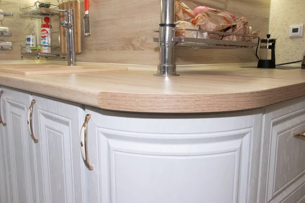 Dapur Modern Putih Dari Oak Padat Dapur Modern Dapur Putih — Stok Foto