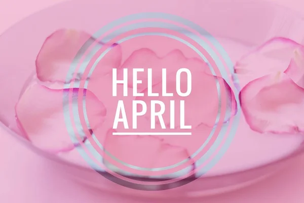Γεια σας banner Απριλίου. Γεια σας την άνοιξη. Ο δεύτερος μήνας της άνοιξης. Κάρτα καλωσορίσματος. — Φωτογραφία Αρχείου