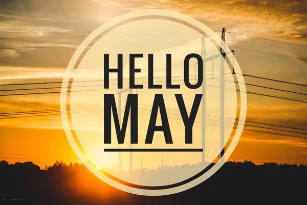 Banner hello may. hello may text on sky background. text against the ...