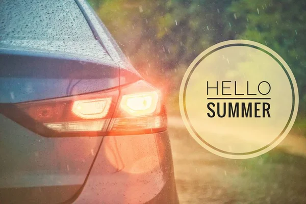 Hallo Sommer Banner. Text auf dem Foto. Text hallo Sommer. neuen Monat. Neue Saison. Willkommenskarte — Stockfoto