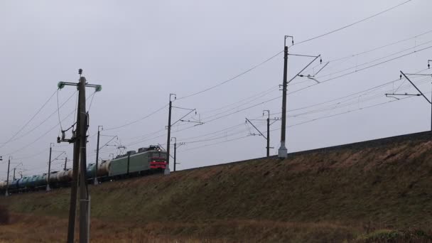 Pohled Železniční Přepravu Vlaků Dne — Stock video