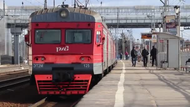 Trein Beweegt Rails Russische Trein Herfst Rusland Leningrad Regio November — Stockvideo