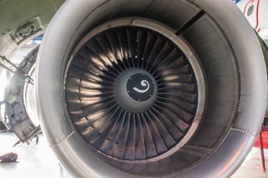 Türbin uçağı. Havayolu Rusya. Uçak toplamak. Yeni uçak. Pulkovo Airport resmi tespiti, St. Petersburg Rusya 28 Kasım 2018