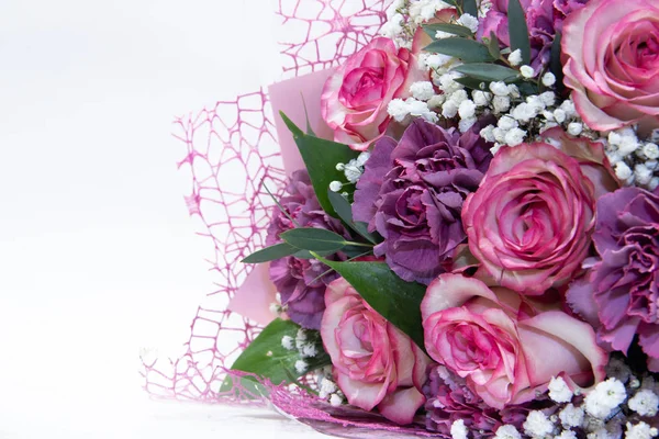 Csokor Rózsaszín Rózsa Gyönyörű Friss Virág — Stock Fotó
