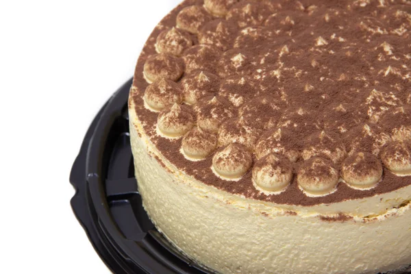 Délicieux Gâteau Tiramisu Isolé Sur Fond Blanc — Photo