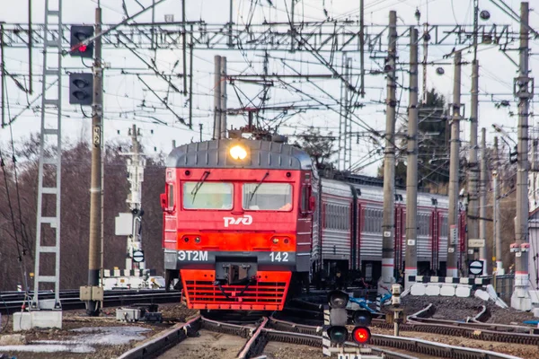 Orosz Vonaton Tömegközlekedési Oroszország Lyuban Március 2019 — Stock Fotó