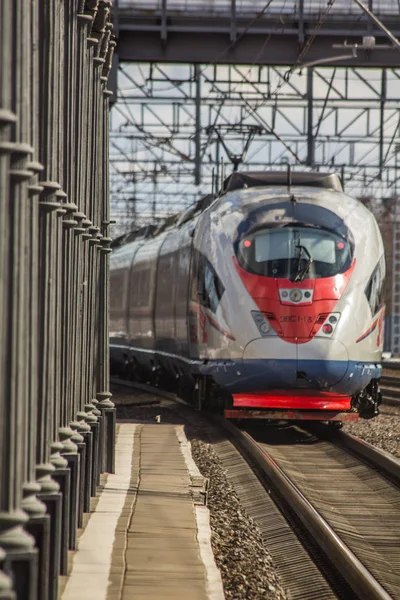 Tren Ruso Alta Velocidad Tren Sapsan Rusia Metalostroy Marzo 2019 — Foto de Stock