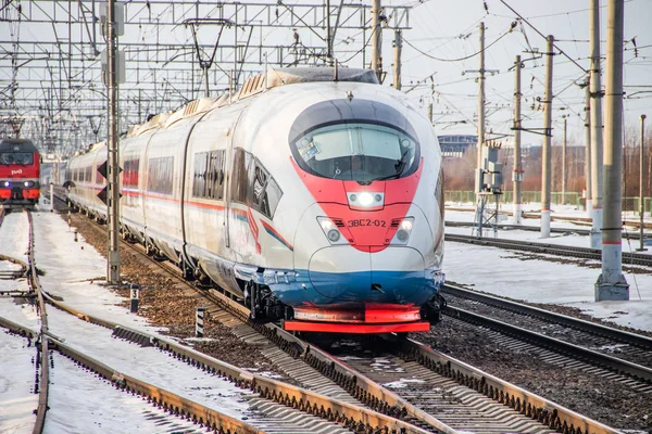 Русский Скоростной Поезд Поезд Сапсан Металлострой России Марта 2019 Года — стоковое фото