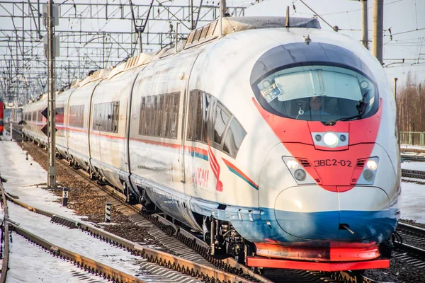 Tren Ruso Alta Velocidad Tren Sapsan Rusia Metalostroy Marzo 2019 — Foto de Stock