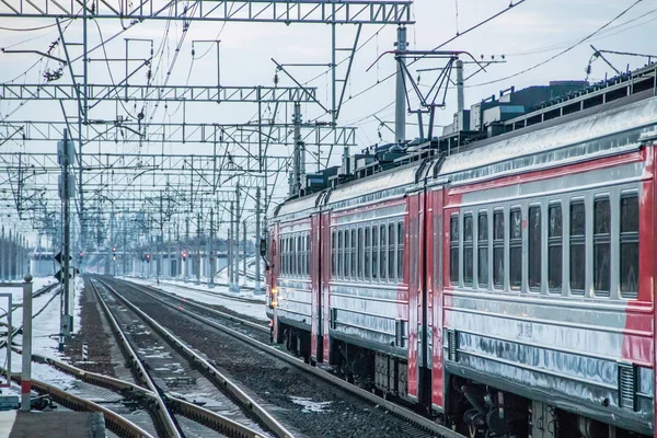 Comboio Passageiros Russo Transporte Público Rússia Metallostroy Março 2019 — Fotografia de Stock