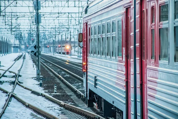 Tren Ruso Pasajeros Transporte Público Rusia Metalostroy Marzo 2019 — Foto de Stock