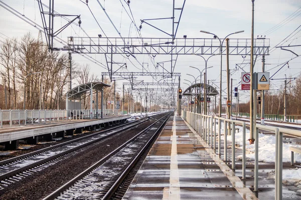 Ferrocarril Ruso Apoya Red Contacto — Foto de Stock