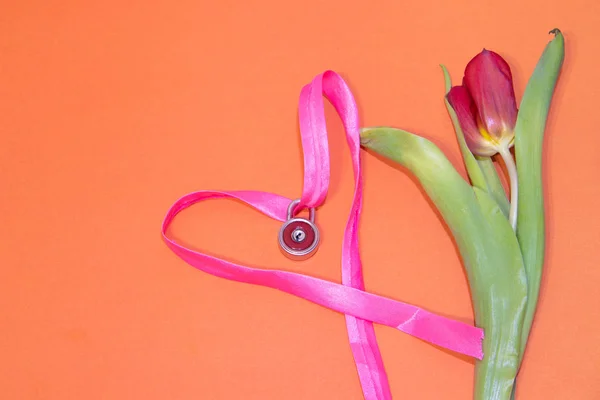 Tulip Flower Orange Background — Stok fotoğraf