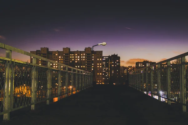 Vista Das Luzes Cidade Noite — Fotografia de Stock