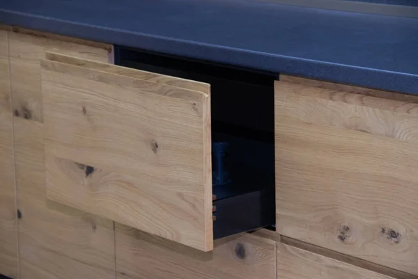 Holzschublade Der Küche Schubladen Mit Schränken Moderne Küche — Stockfoto