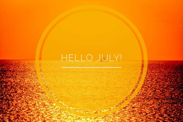 Banner Hello July New Month Summer Landscape Text Photo — Stock Photo, Image